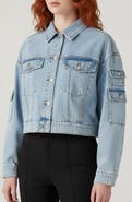 bebe The Cargo Crop Denim Jacket