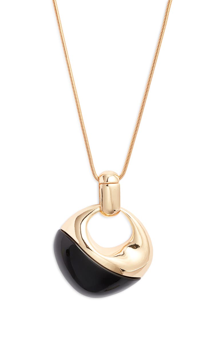 Open Edit Pendant Necklace, Main, color, Black- Gold