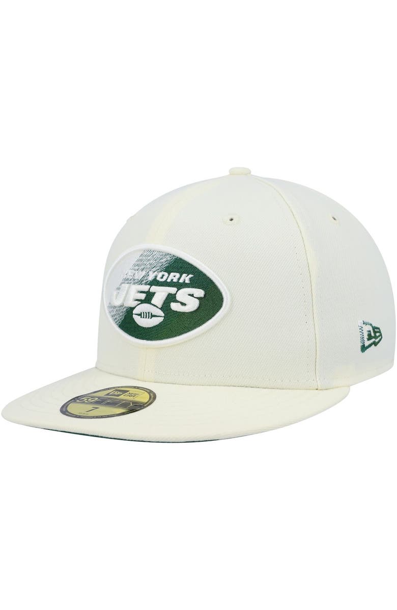 New Era Men's New Era Cream New York Jets Chrome Color Dim 59FIFTY Fitted Hat, Alternate, color, 