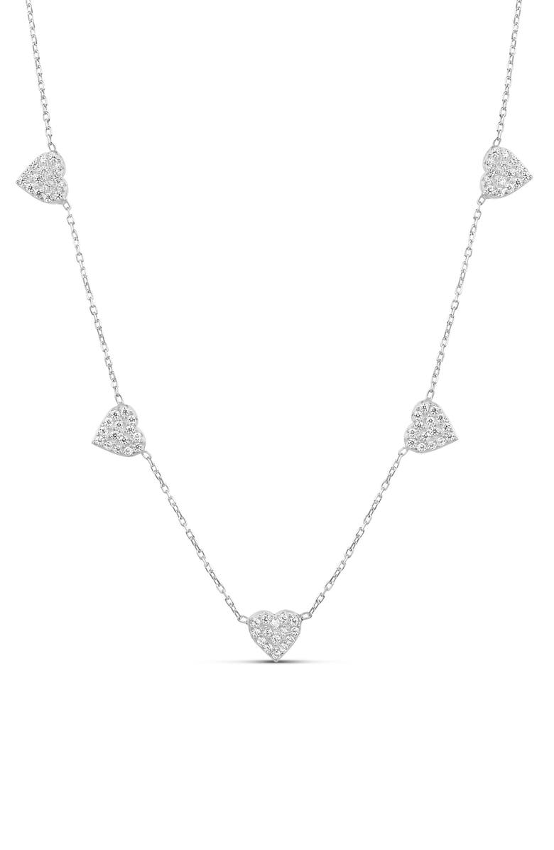 SHYMI Pavé Heart Station Necklace, Main, color, Silver