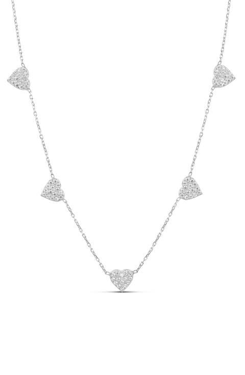 Pavé Heart Station Necklace