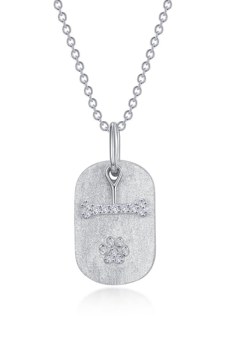 Dog Bone & Paw Pendant Necklace, Main, color, WHITE GOLD