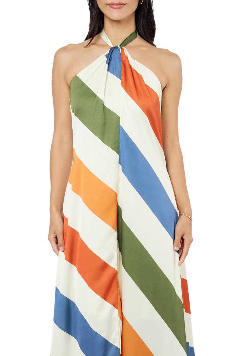 Jayla Diagonal Stripe Halter Dress, Alternate, color, WHITE MULTI