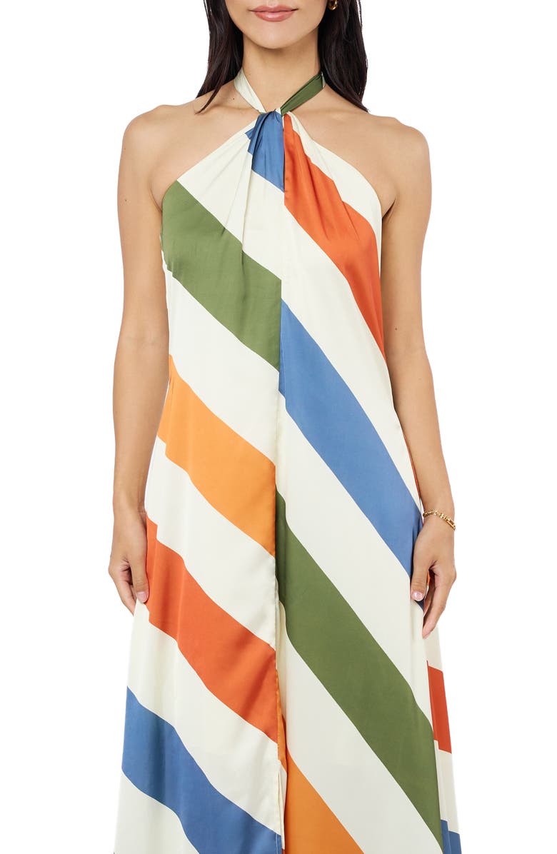 CIEBON Jayla Diagonal Stripe Halter Dress, Alternate, color, White Multi