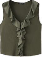 MANGO Ruffle Detail V-Neck Top