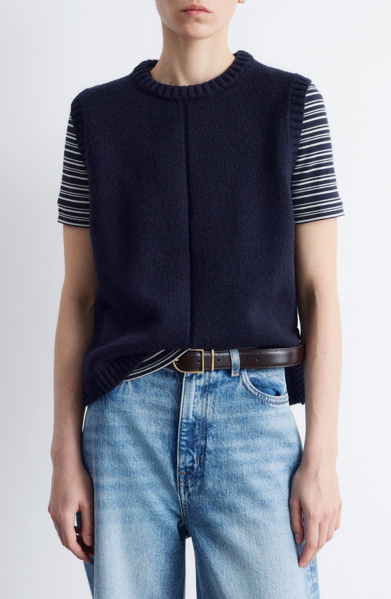 & Other Stories Wool & Cotton Sweater Vest, Main, color, Blue Dark