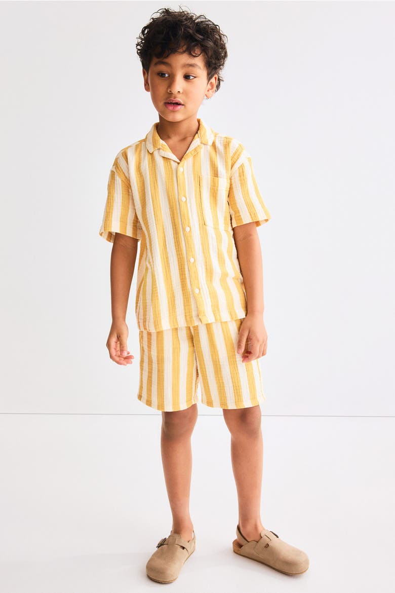 2-piece Cotton Muslin Set, Alternate, color, White/yellow striped