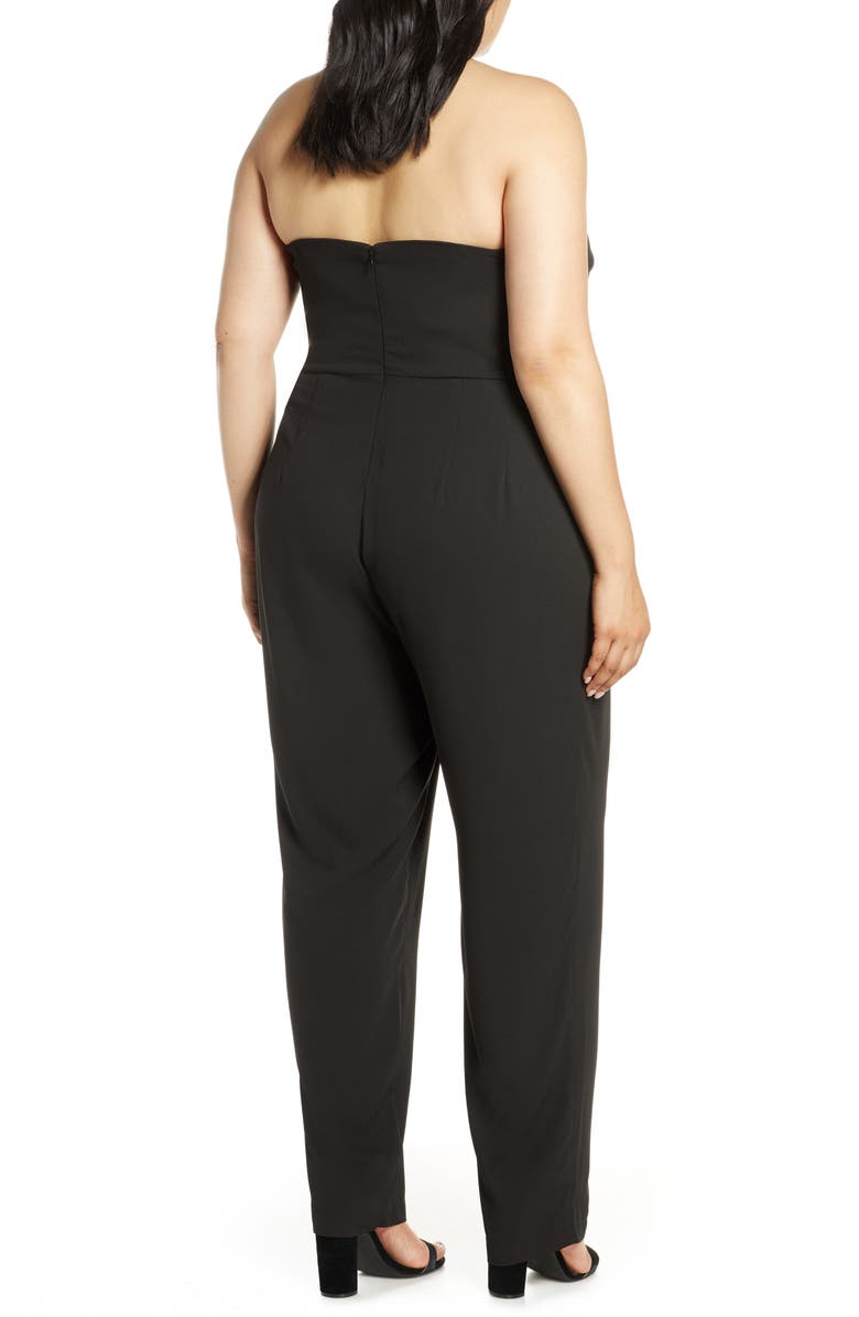 ELOQUII Strapless Faux Wrap Jumpsuit, Alternate, color, 
