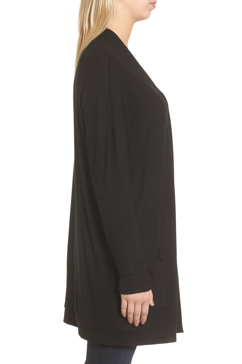 Gibson Rib Knit Cardigan, Alternate, color, BLACK SOLID