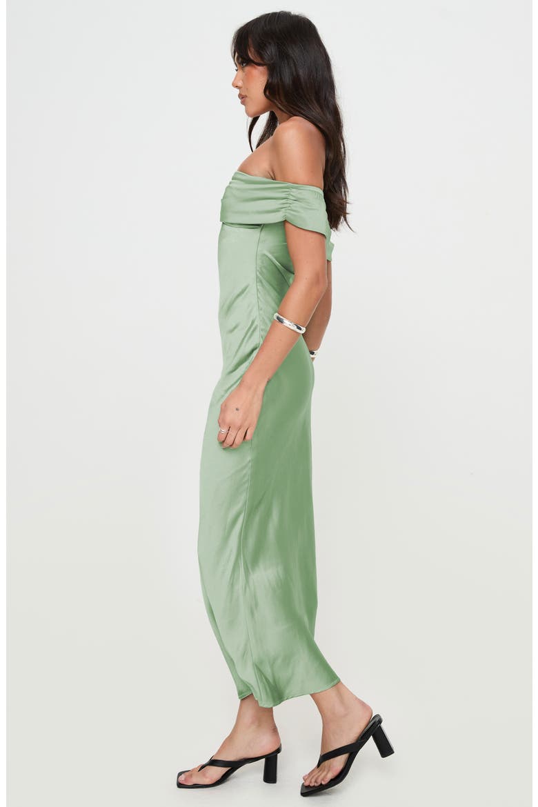 Sadee Off the Shoulder Satin Cocktail Dress, Alternate, color, SAGE