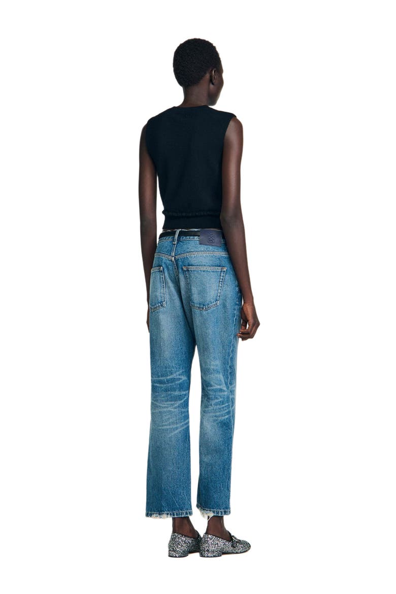 Ruffled cropped sweater, Alternate, color, Black