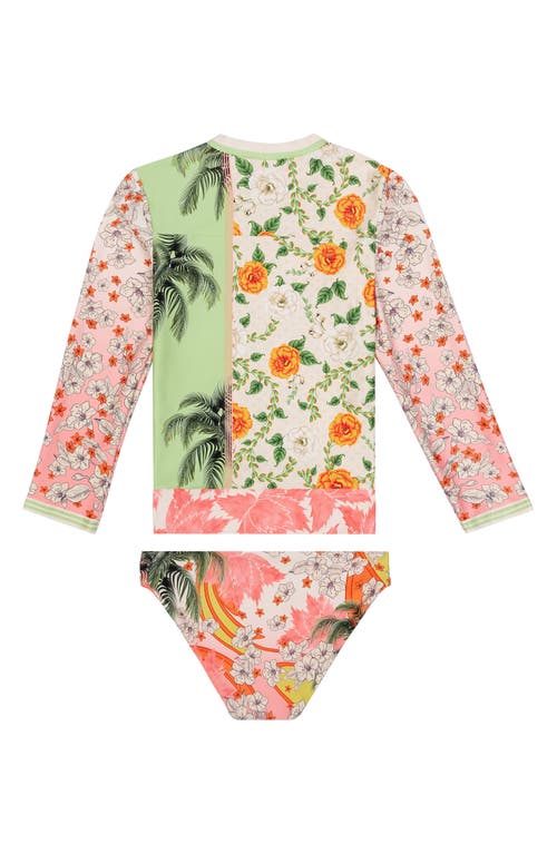 Shop Agua Bendita Kids' Lackie Two-piece Rashguard Swimsuit In Green