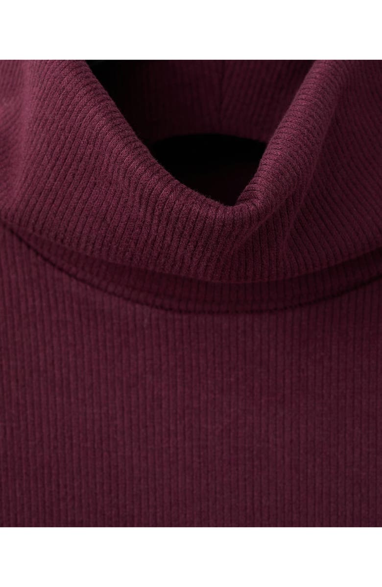 MANGO Funnel Neck Mixed Media Midi Dress, Alternate, color, Burgundy