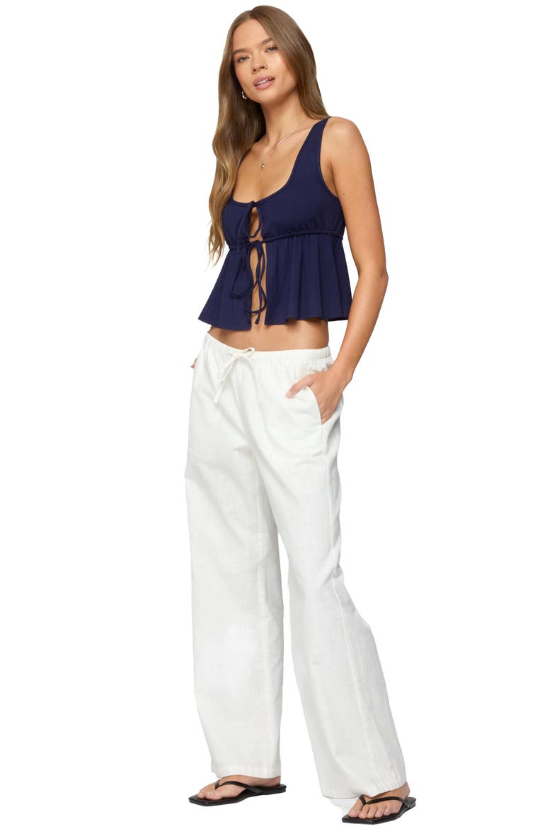 Alesia Tie Front Crop Tank, Alternate, color, NAVY