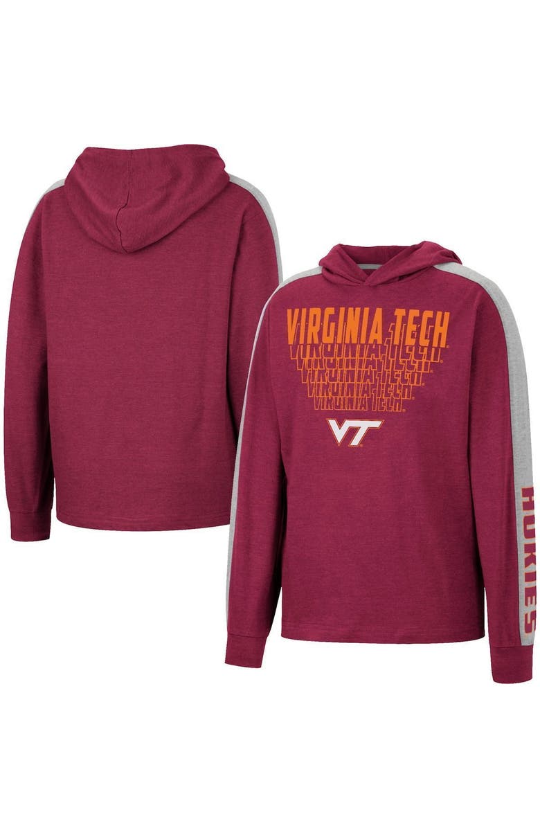 COLOSSEUM Youth Colosseum Heathered Maroon Virginia Tech Hokies Wind Changes Raglan Hoodie T-Shirt, Alternate, color, 