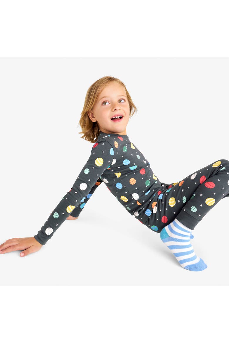 Kids Organic Long Sleeve Pj Top In Graphic Prints, Alternate, color, Asphalt Galaxy