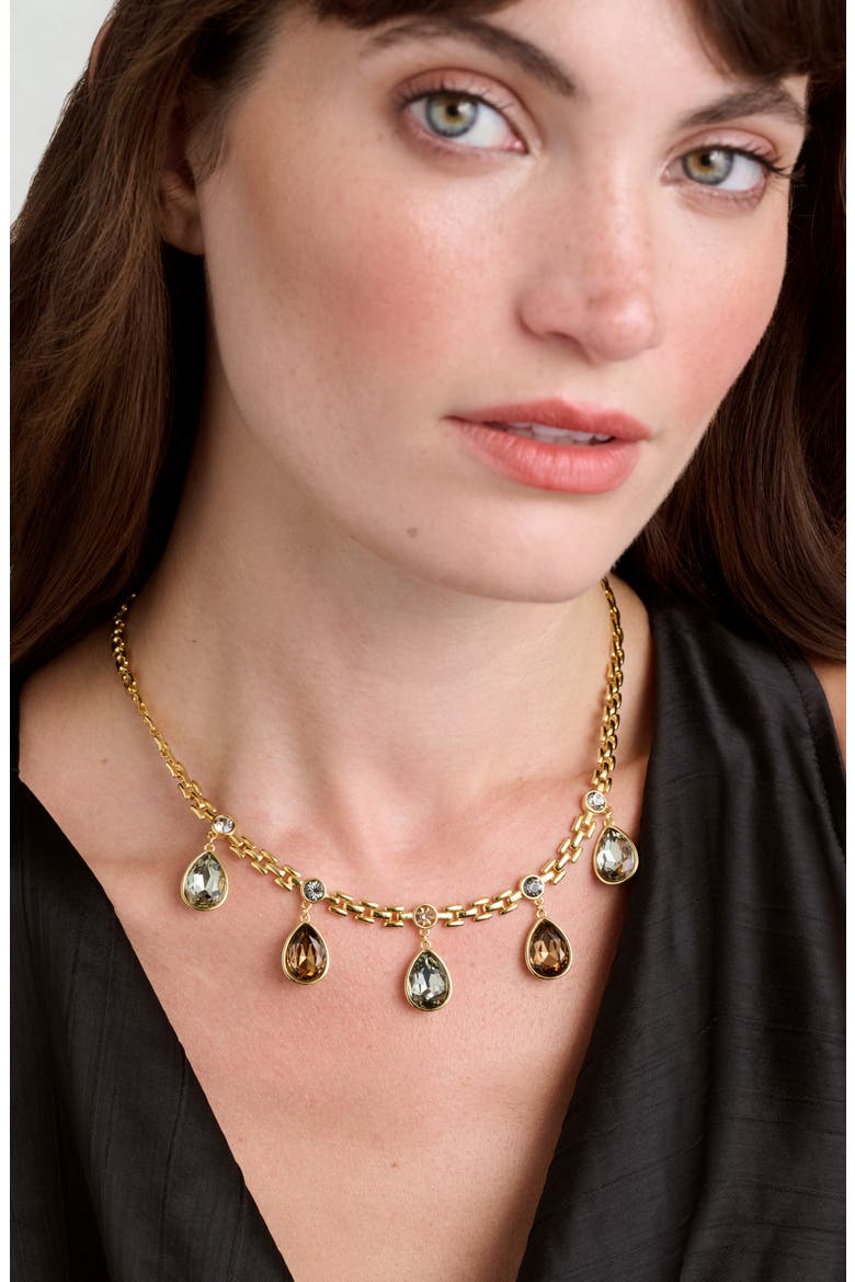 Davina Crystal Drop Necklace, Alternate, color, GOLD TONE/ TOPAZ CRYSTAL