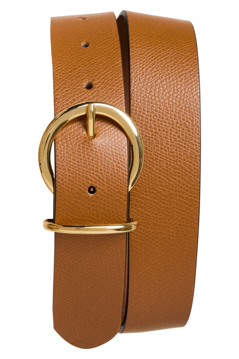Daniela Pebbled Leather Belt, Main, color, TOBACCO