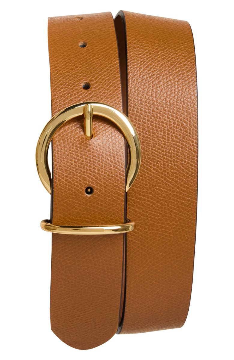 Bruno Magli Daniela Pebbled Leather Belt, Main, color, Tobacco