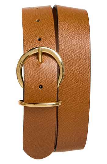 Bruno Magli Daniela Pebbled Leather Belt In Brown