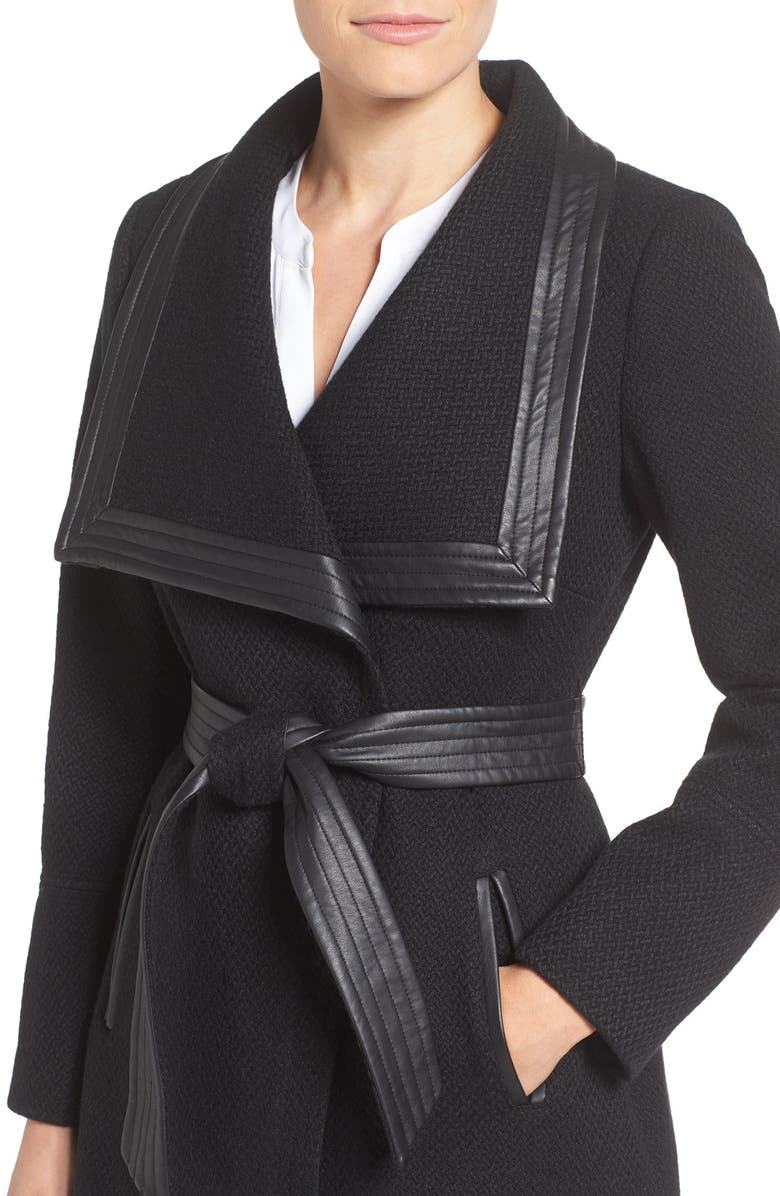 Jessica Simpson Belted Basket Weave Wrap Coat, Alternate, color, 