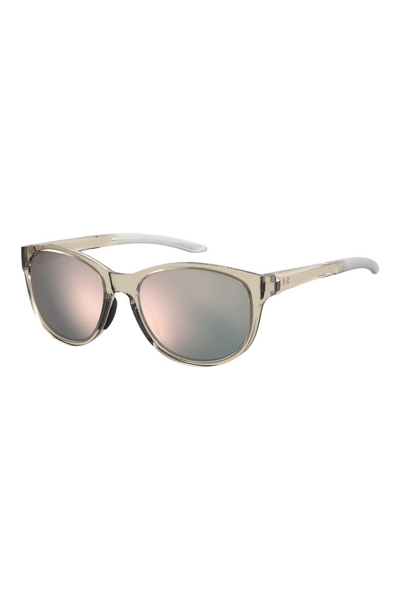 57mm Mirrored Round Sunglasses, Alternate, color, Z/DNUBEIGE