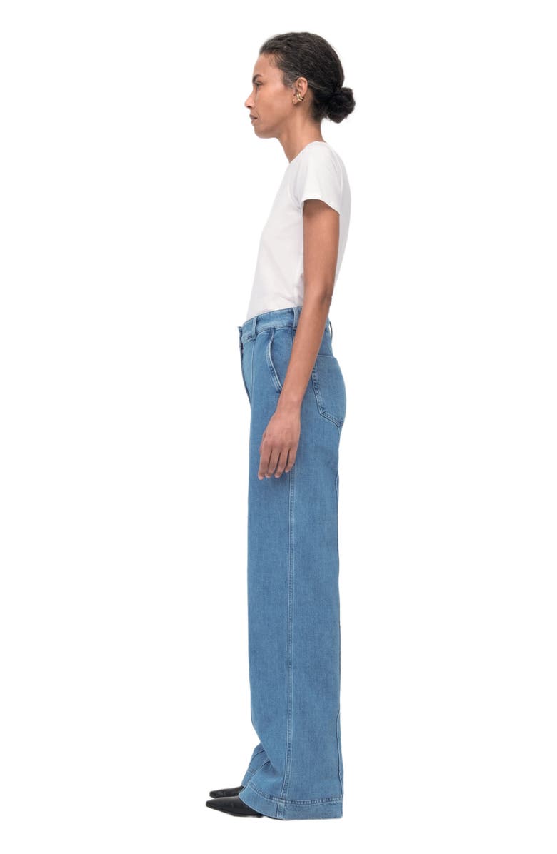 Another Tomorrow HIGH WAISTED DENIM TROUSER, Alternate, color, Light Blue Wash