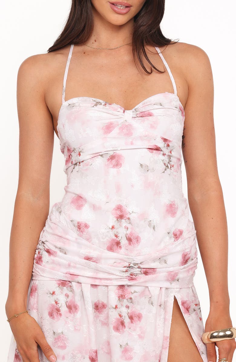 Petal & Pup Lelia Floral Pritn Ruched Halter Maxi Dress, Alternate, color, Pink Floral