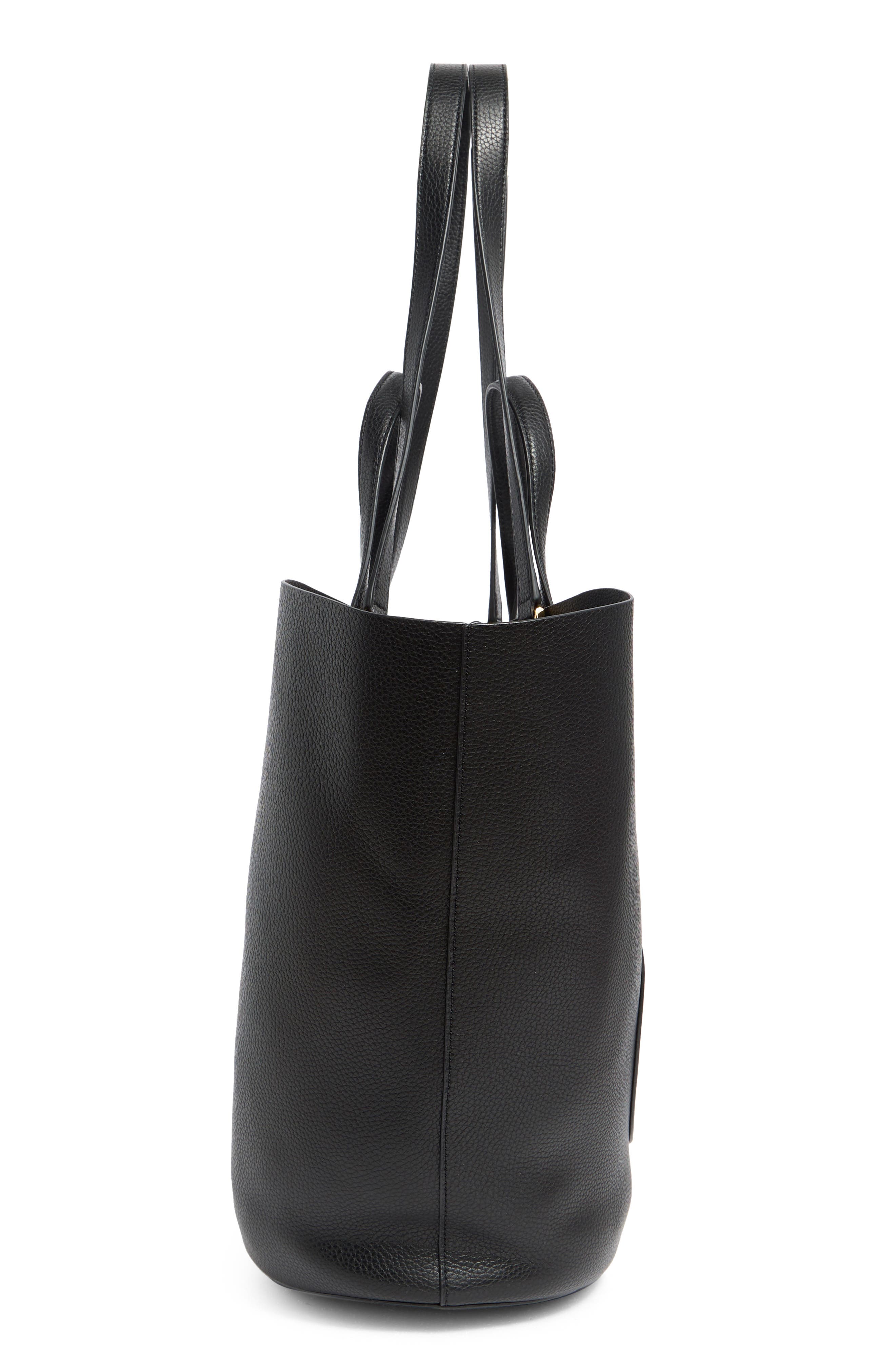 Veronica Beard Embossed Crest Leather Tote Bag, Alternate, color, Black