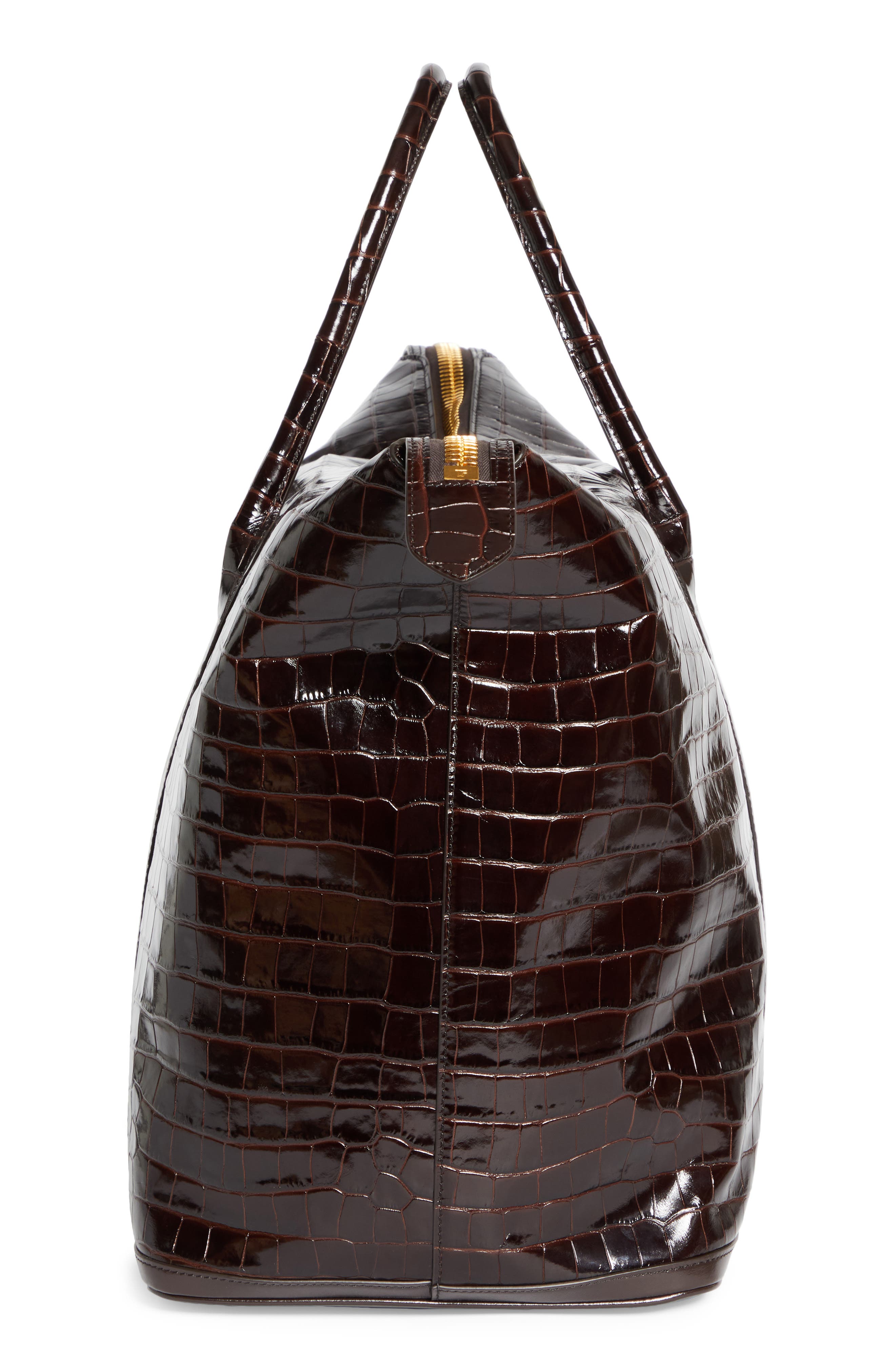 TOM FORD Croc Embossed Leather Travel Bag, Alternate, color, 