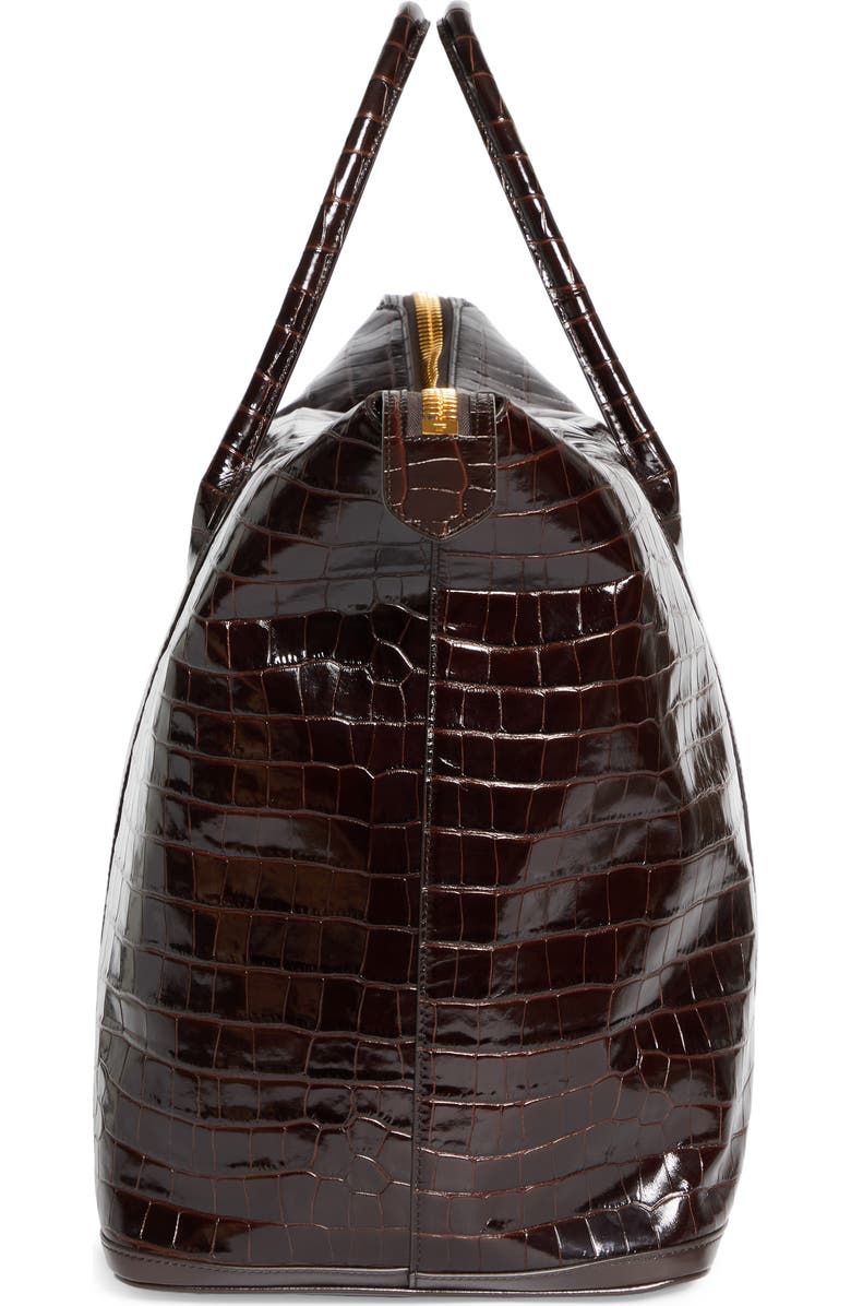 TOM FORD Croc Embossed Leather Travel Bag, Alternate, color, Dark Wood