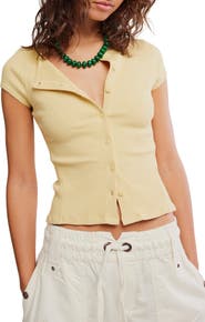 Free People Most Wanted Short Sleeve Cotton Blend Cardigan