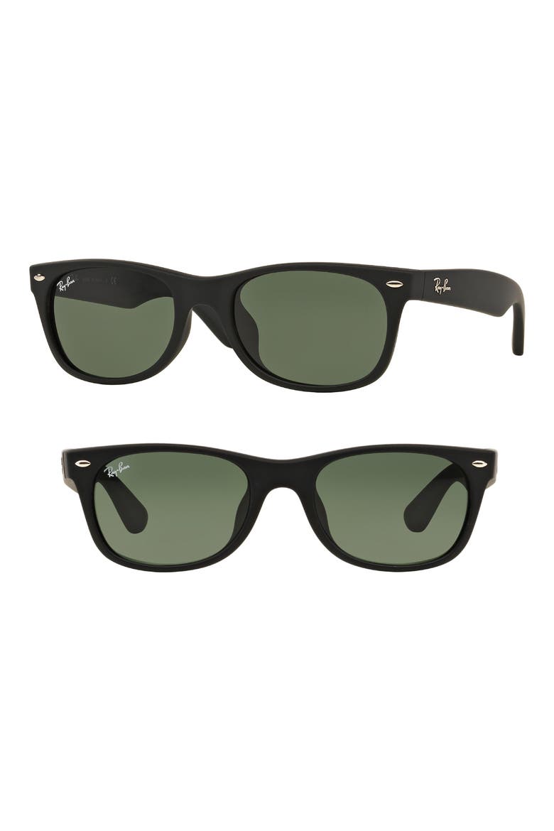 New Wayfarer 55mm Rectangular Sunglasses, Main, color, MATTE BLACK