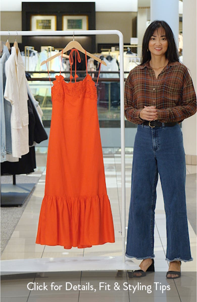 Appliqué Tiered Halter Midi Dress, sales video thumbnail