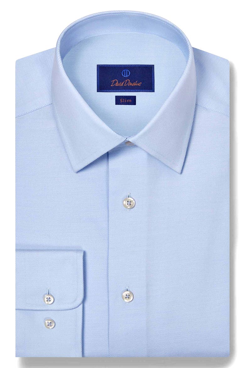 Slim Fit Stretch Cotton Twill Dress Shirt, Main, color, SKY