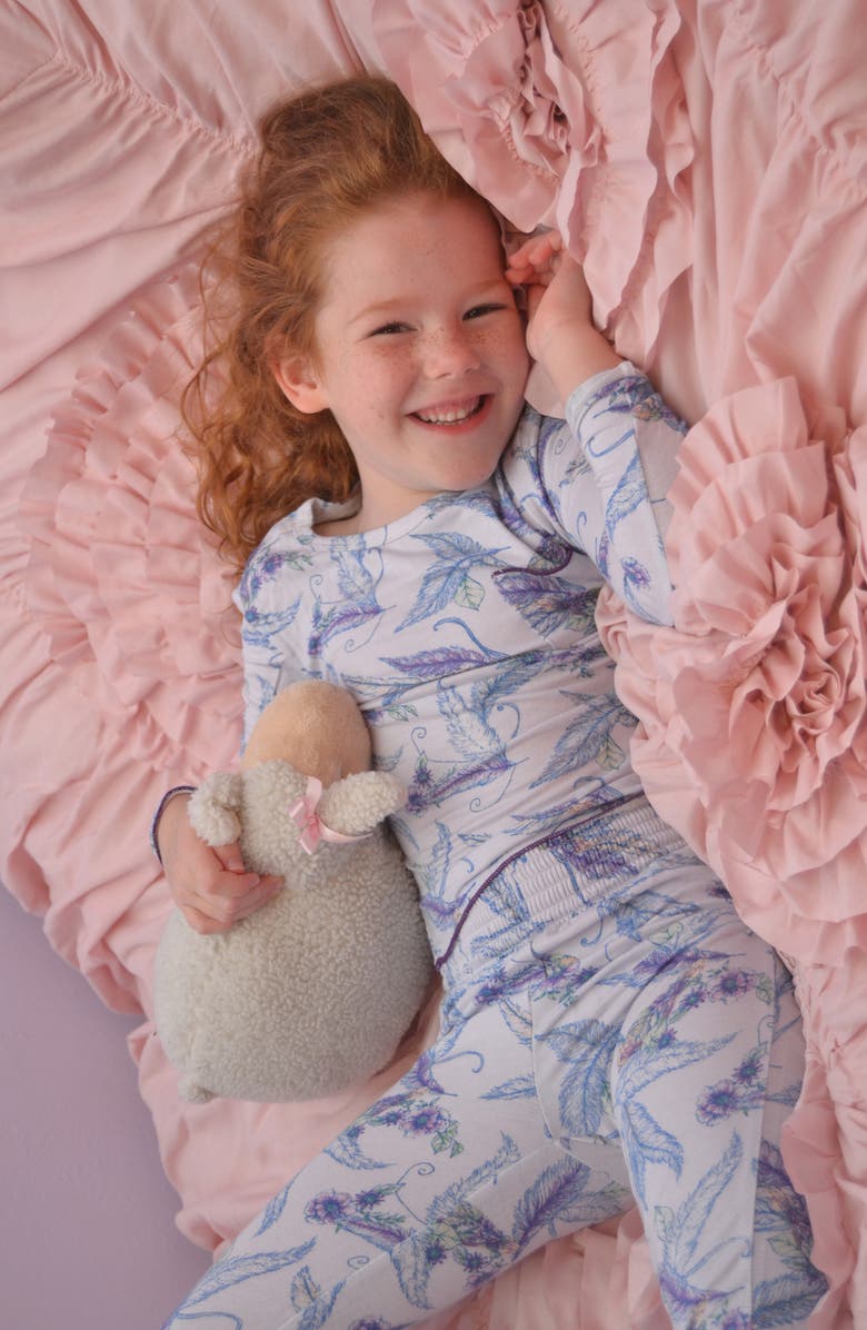 Baby Grey by Everly Grey Charlie Sparrow Fitted Two-Piece Pajamas & Head Wrap Set, Alternate, color,