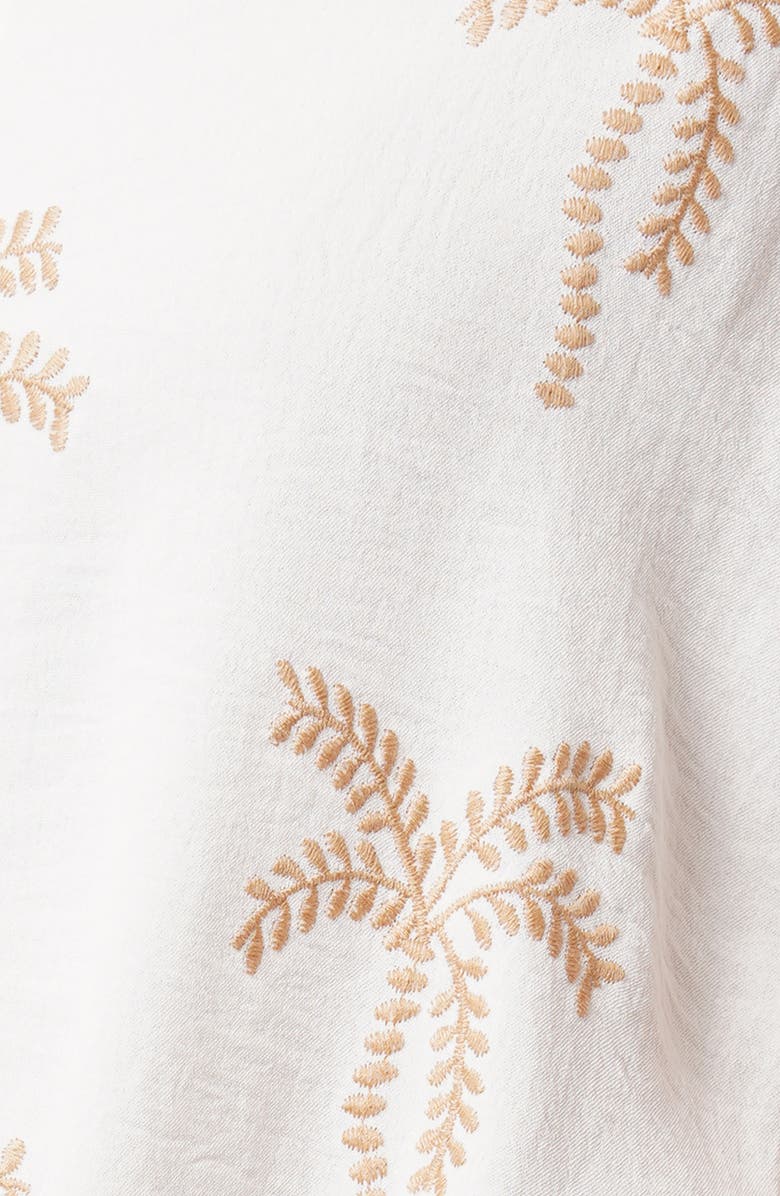 SUNNY LEIGH Palm Tree Embroidered Button-Up Shirt, Alternate, color, White / Khaki