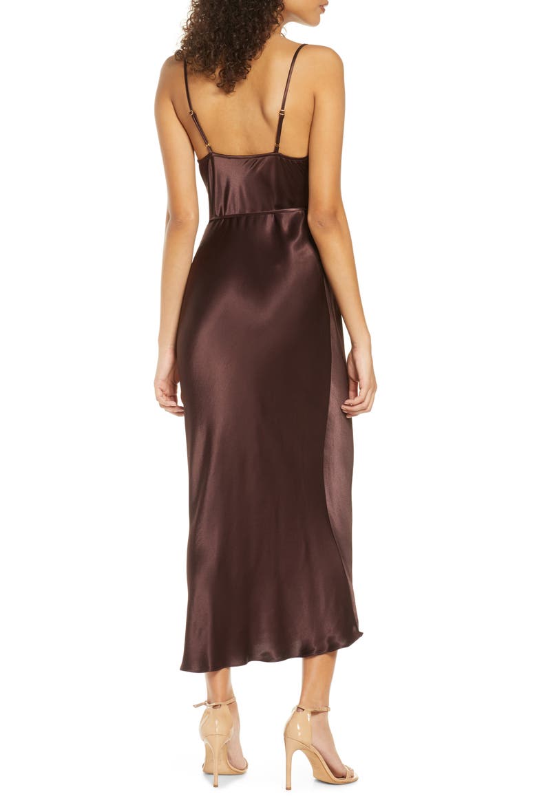 Cowl Neck Midi Slipdress, Alternate, color, CHOCOLATE