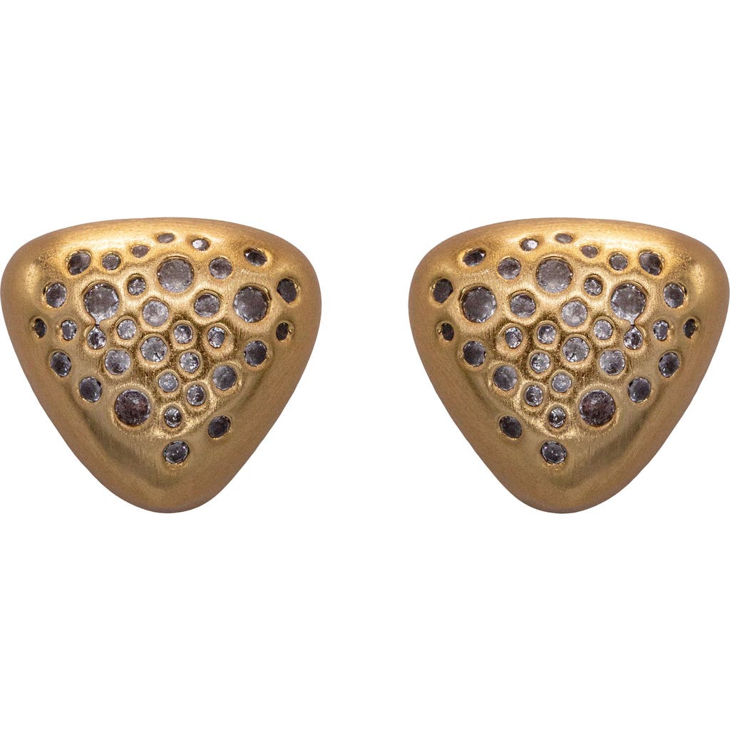Black Suede Studio Cushion Earring In Gold