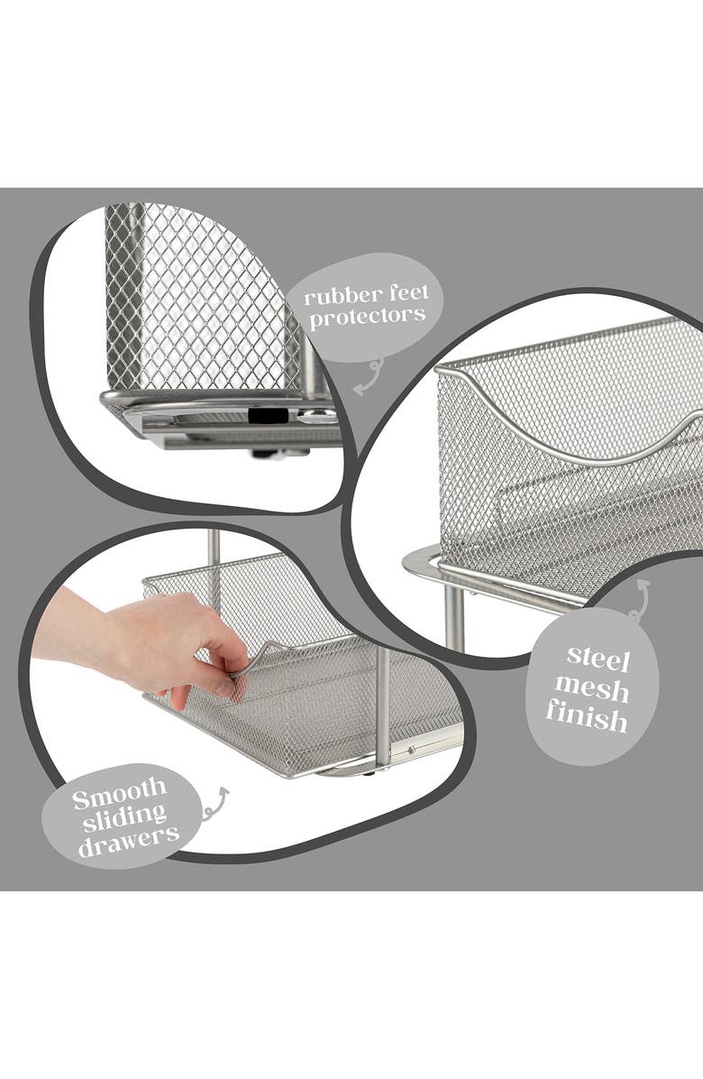 SORBUS Set of 2 2-Tier Metal Organizers, Alternate, color, Silver