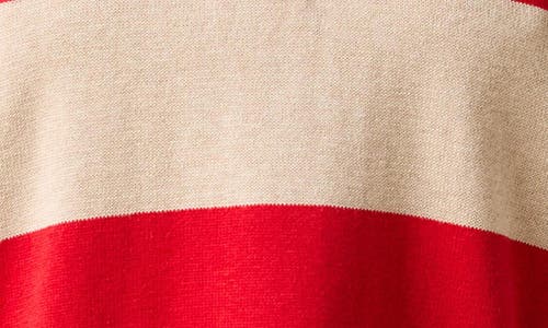 Le Jean Cotton Cashmere Polo Red Rugby Stripe In Neutral