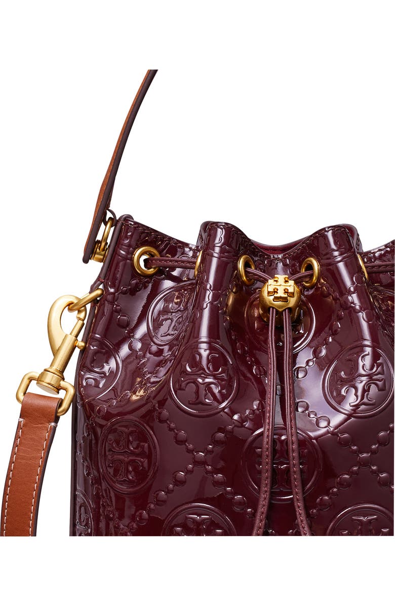 Tory Burch T Monogram Patent Leather Bucket Bag, Alternate, color,