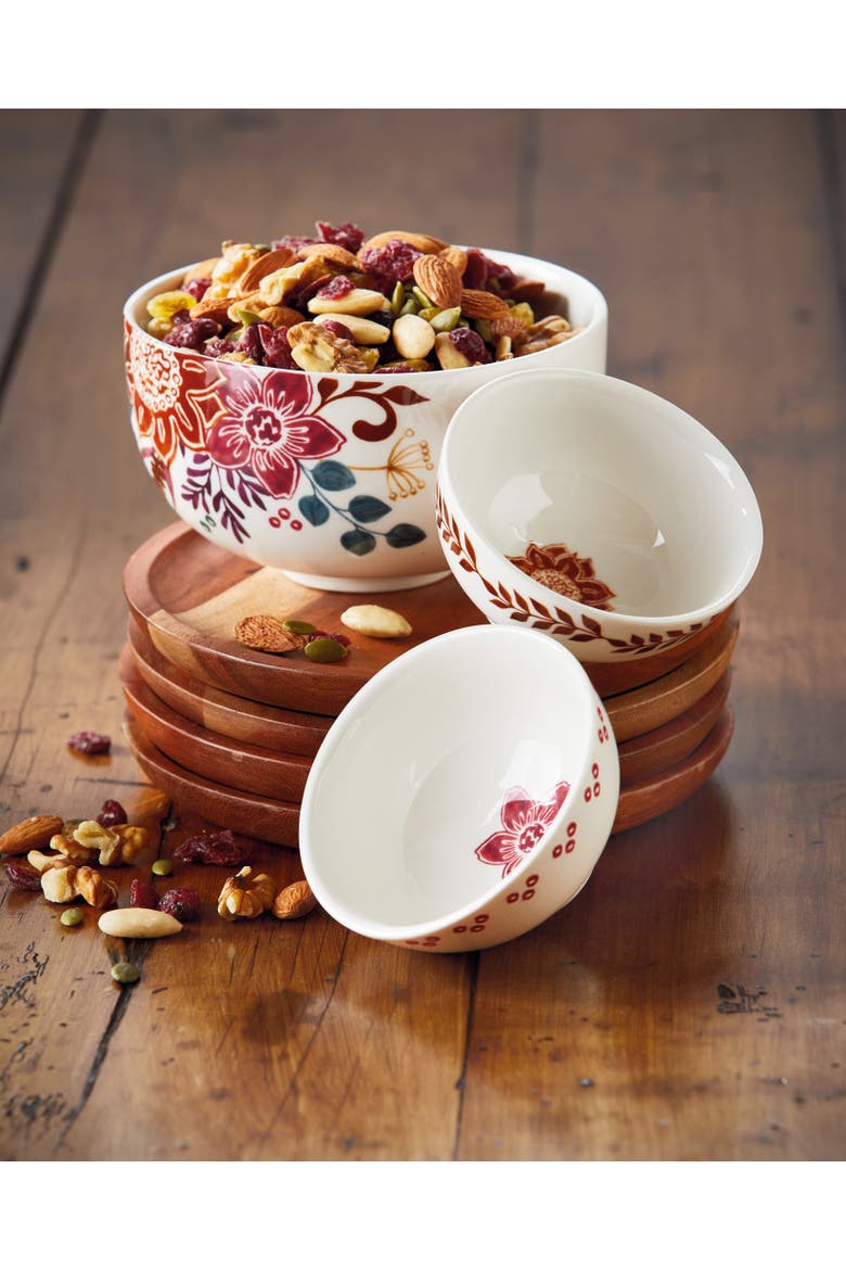 Autumn Bloom Fall Stoneware Snack Bowl Multi 20 oz 5.38x5.38x3.09 in, Alternate, color, Orange