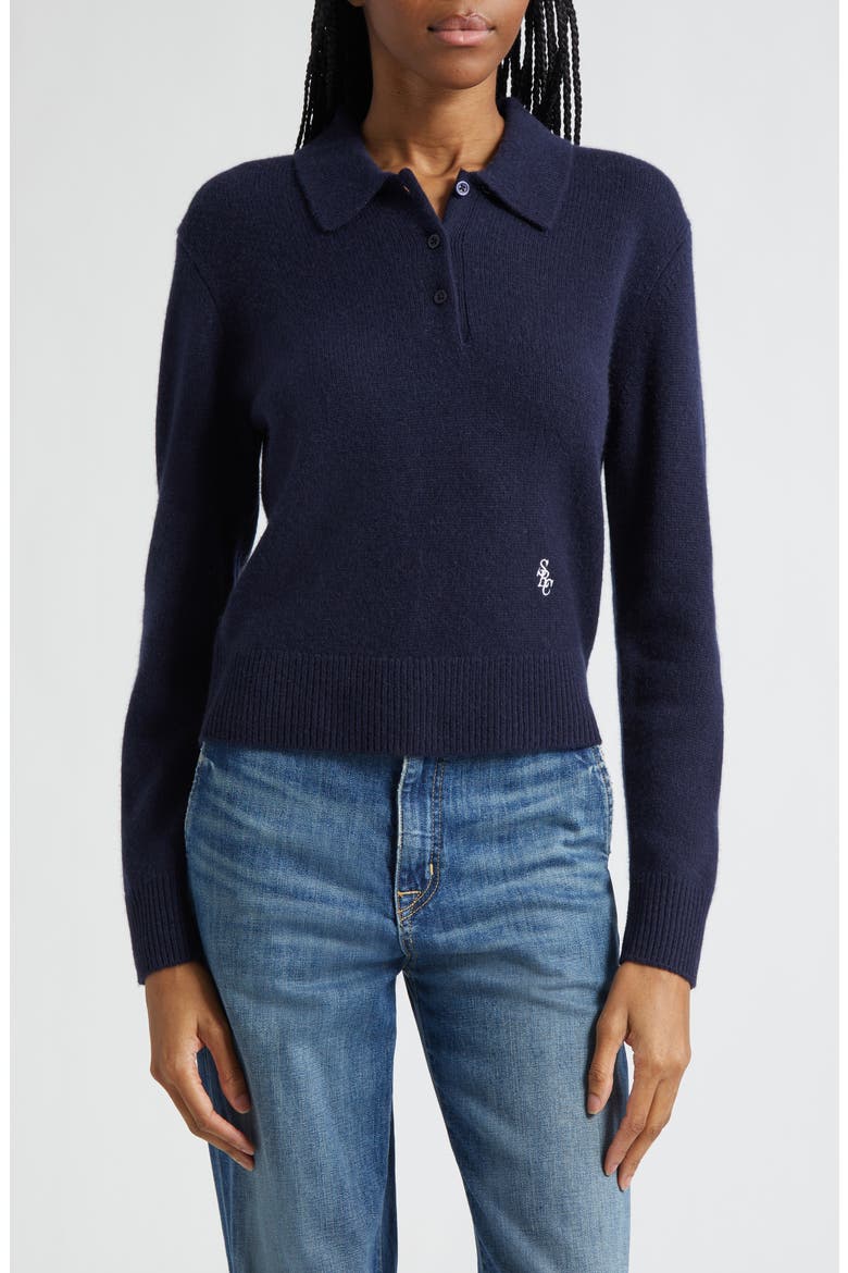 Cashmere & Wool Polo Sweater, Main, color, DARK NAVY