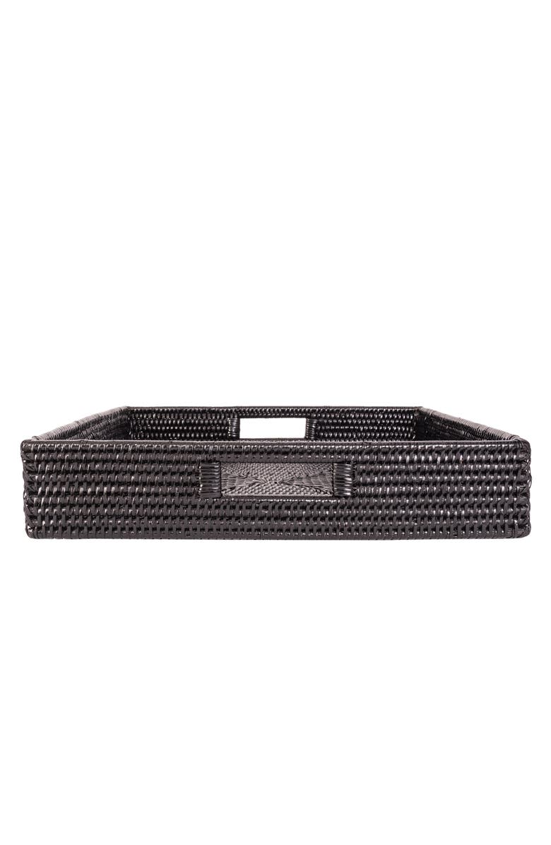 Artifacts Trading Company<sup>™</sup> Artifacts Rattan Square Serving Tray with Cutout Handles, Alternate, color, Tudor Black