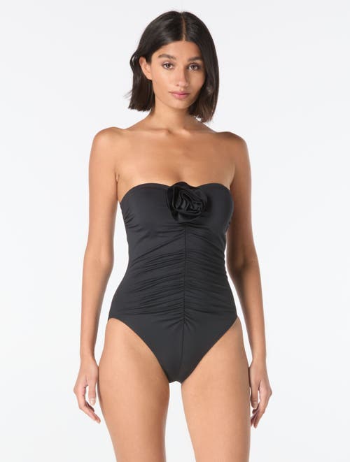 Kate Spade New York Rose Bandeau One Piece Swimsuit In Black