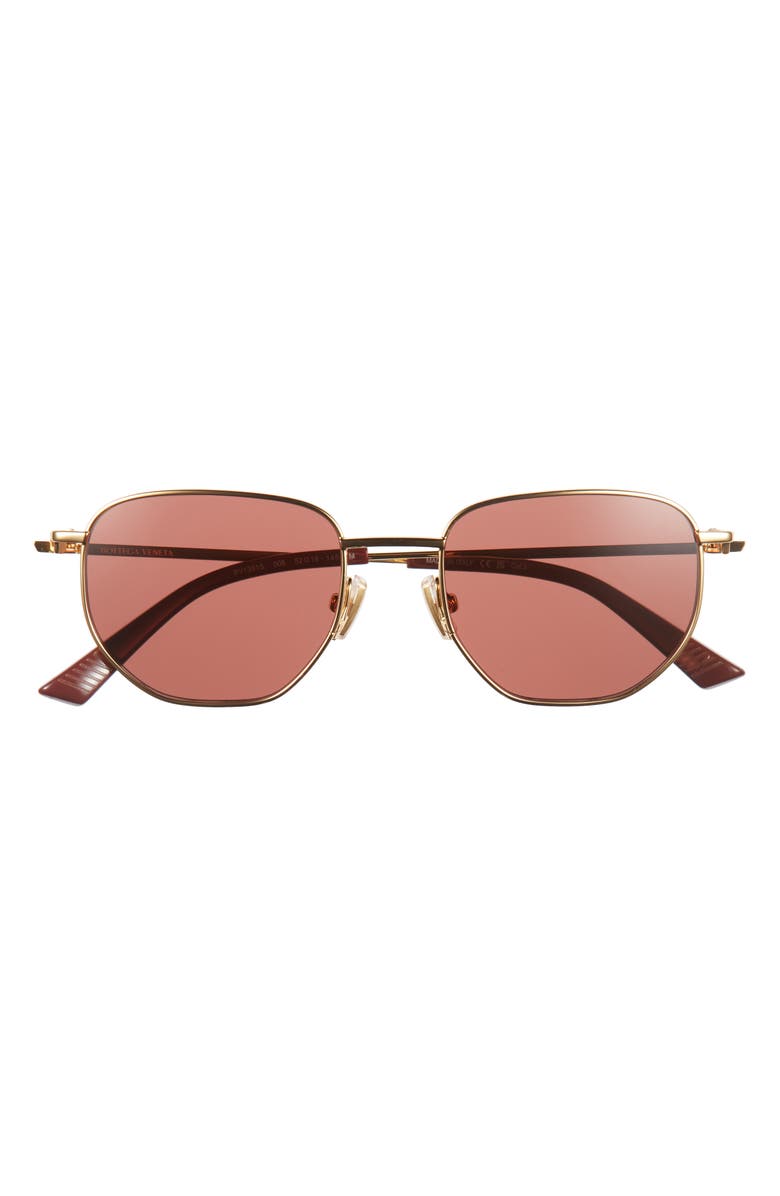 Bottega Veneta 52mm Pilot Sunglasses, Alternate, color, Gold/Pink