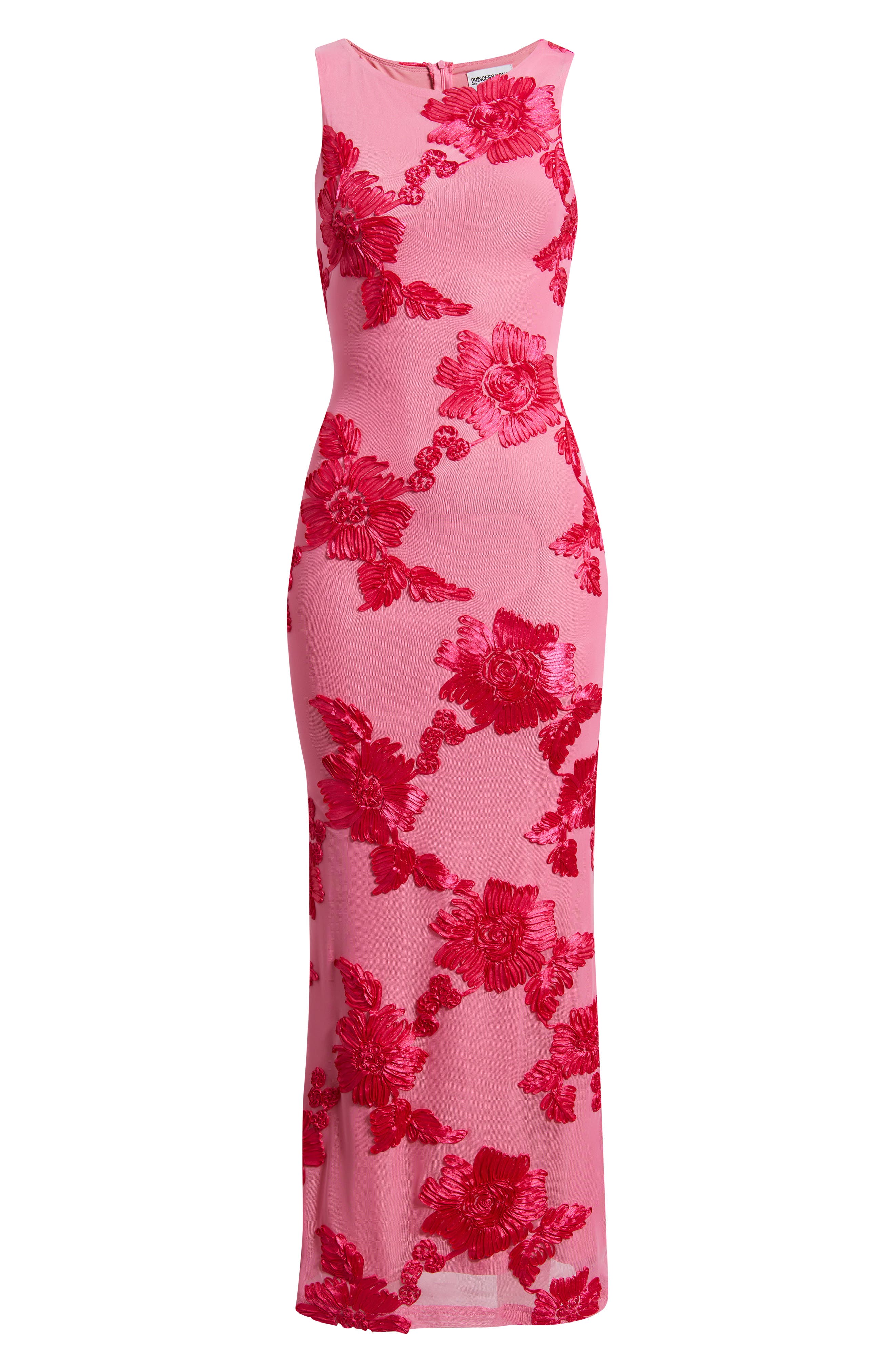 fionna floral maxi dress pink Fionna Floral Sleeveless Maxi Dress (Women)