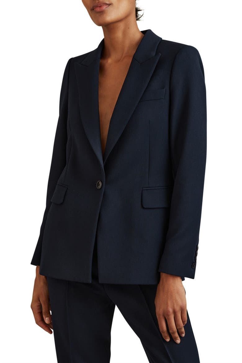 Gabi Peak Lapel Blazer, Main, color, BLACK