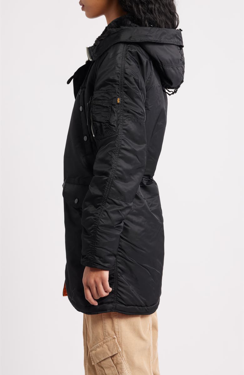 Alpha Industries Alpha N-3B Water Resistant Parka with Removable Faux Fur Trim, Alternate, color, Black